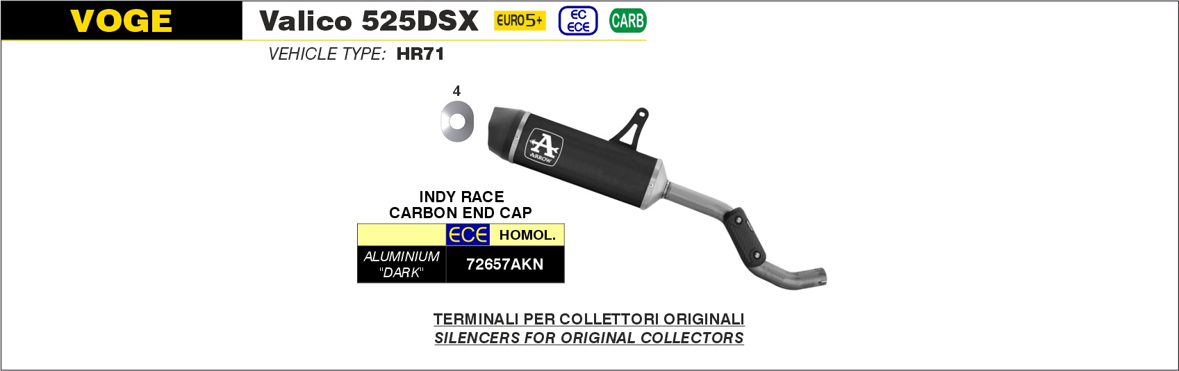 Voge Valico 525DSX Euro 5+ 2023 2024 Arrow Exhaust