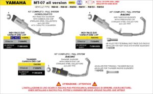 Yamaha MT-07 Euro 5 2025 Arrow Exhaust