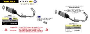 Yamaha YZF-R7 Euro 5 2021 2022 2023 2024 Arrow Exhaust