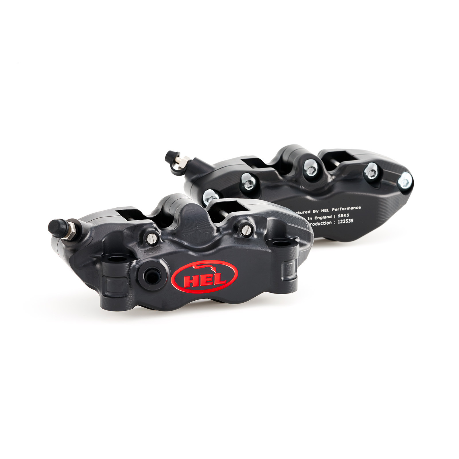 hel v2 108mm solid billet 4 piston front radial brake calipers with flat back (copy)