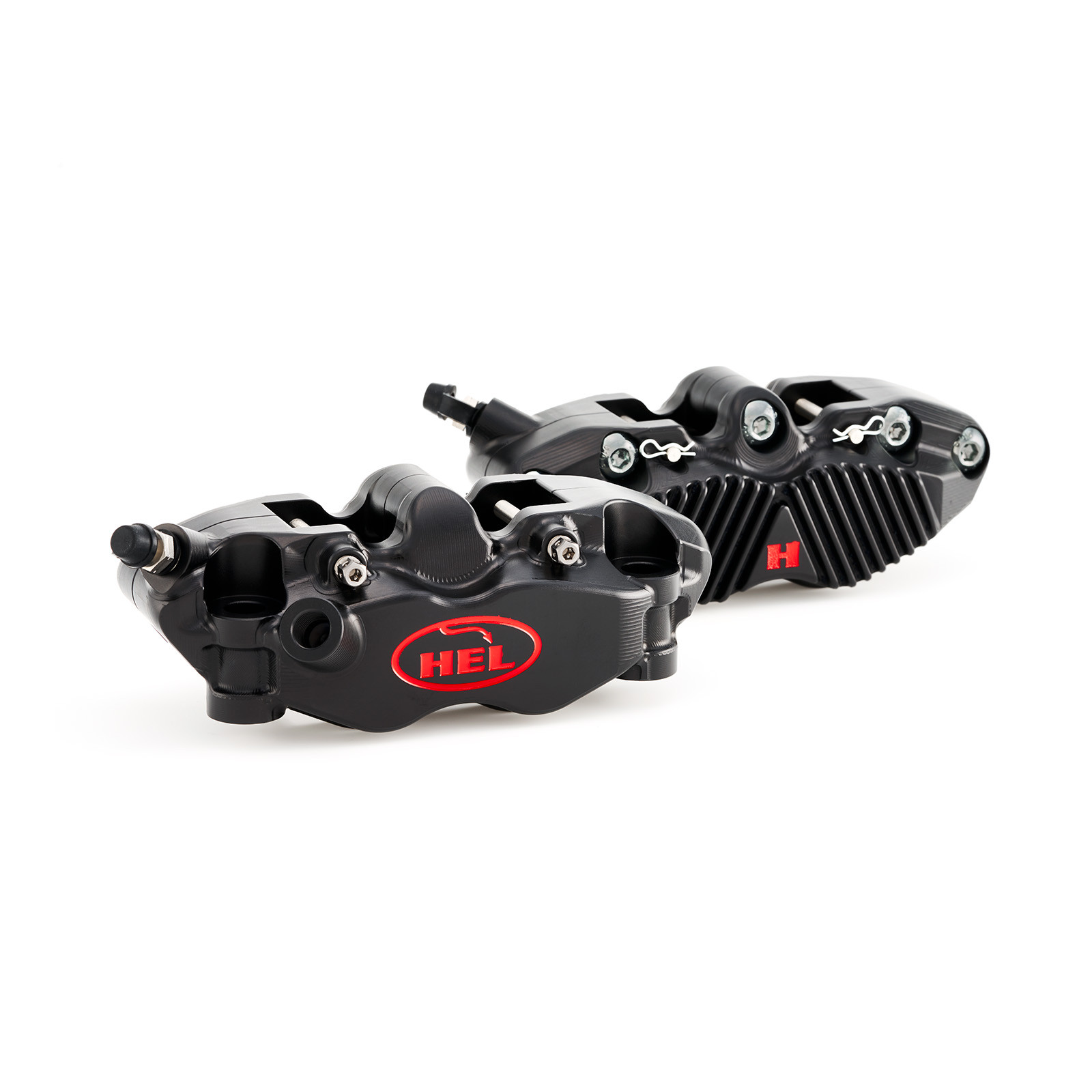 hel v2 108mm solid billet 4 piston front radial brake calipers with finned back