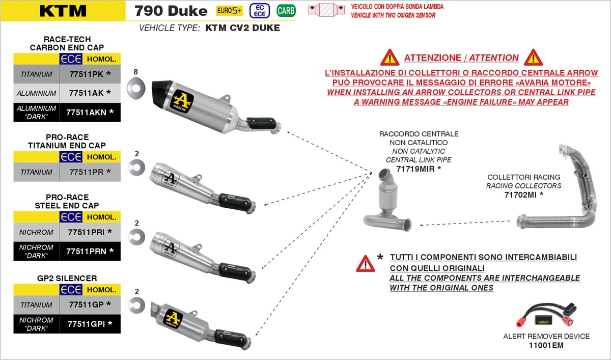 ktm duke 790 2025 2026 arrow exhaust