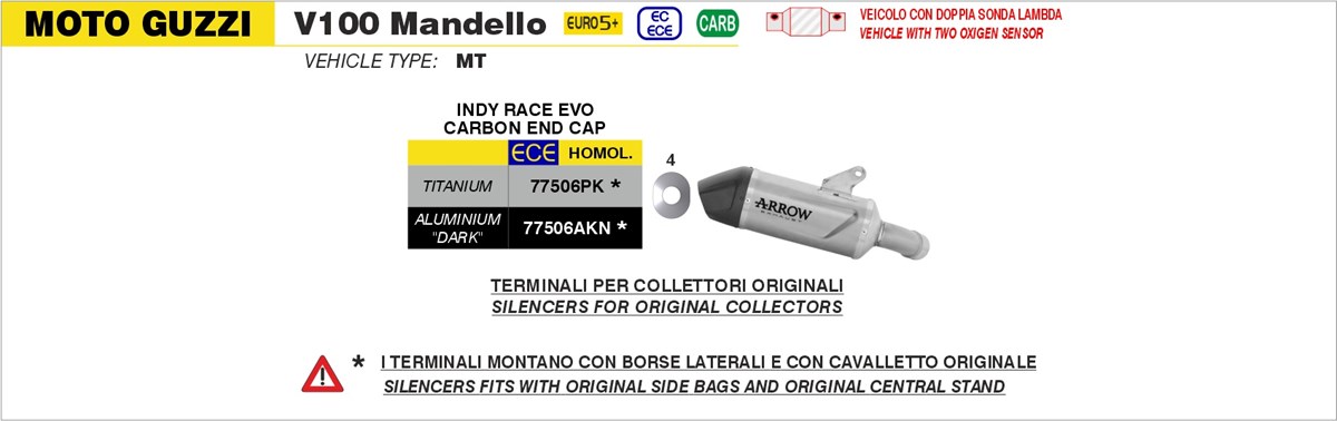 moto guzzi v100 mandello 2025 2026 arrow exhaust