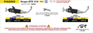 piaggio vespa gtv 310 2025 2026 arrow exhaust