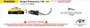 piaggio vespa primavera 125 2024 2025 arrow exhaust